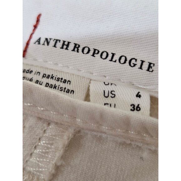 Anthropologie The Carson Utility Barrel Cargo Pants Size 8 Corduroy Ivory - Picture 9 of 14